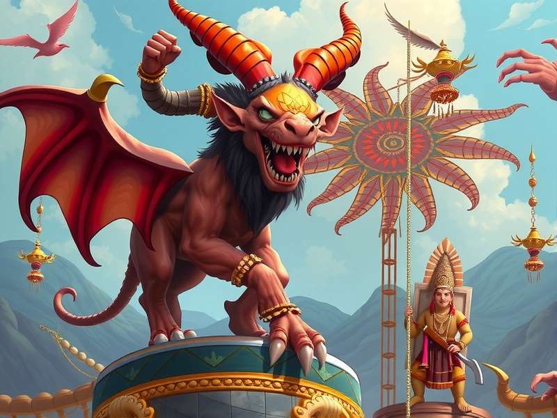 Anise Behemoth game banner featuring mythical creatures and Indian deities